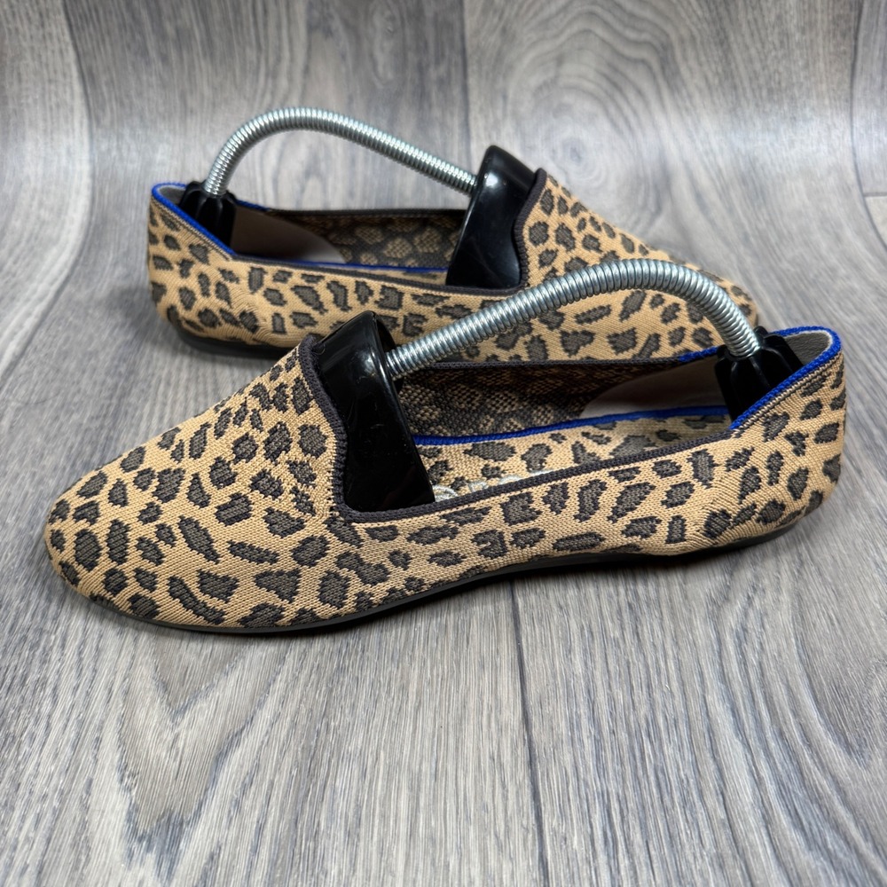 Rothy's The Loafer Women Size 7 Leopard Print Tan Brown Animal Print Knit Shoes